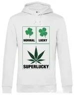 Hoodie barbat cu gluga Super lucky Alb
