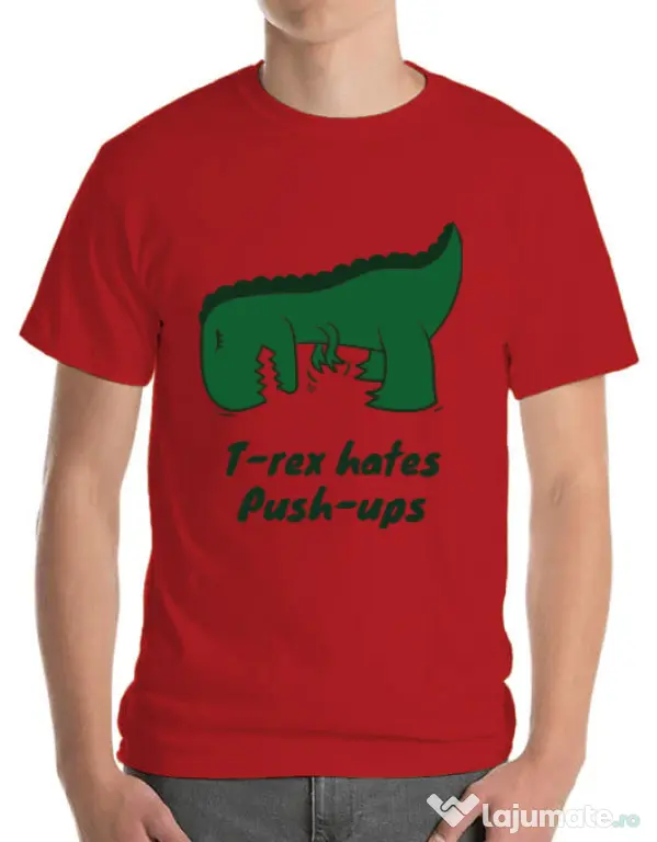 Tricou ADLER barbat T-rex push-ups Rosu