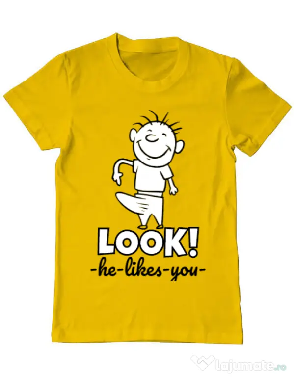 Tricou ADLER barbat He likes you Galben