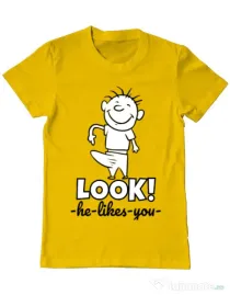 Tricou ADLER barbat He likes you Galben