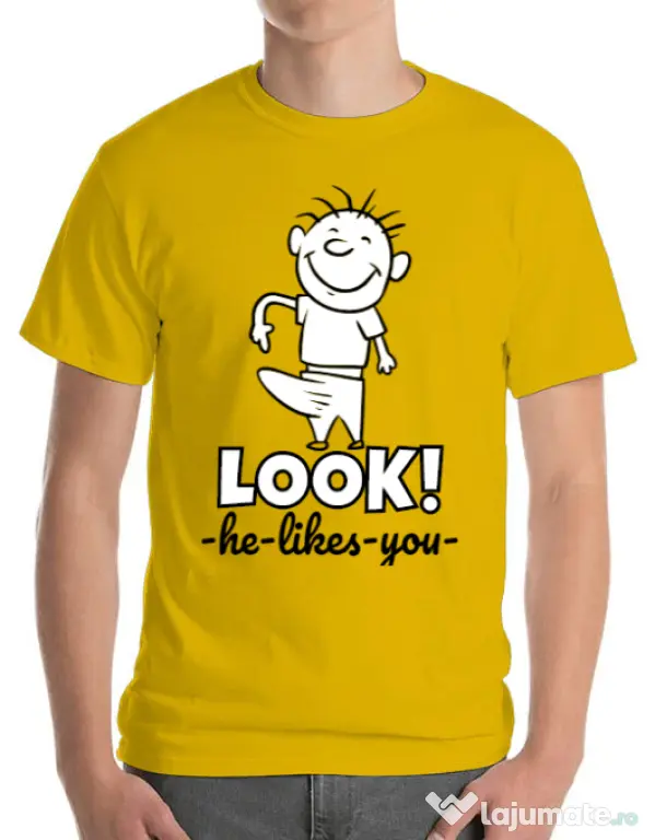 Tricou ADLER barbat He likes you Galben