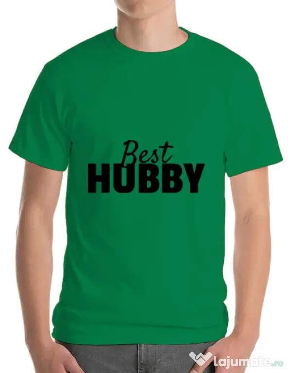Tricou ADLER barbat Best hubby Verde mediu