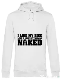 Hoodie barbat cu gluga I like my bike Alb