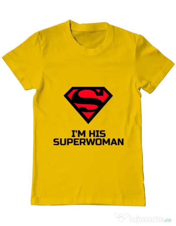 Tricou ADLER barbat I'm his superwoman Galben