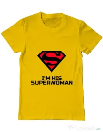 Tricou ADLER barbat I'm his superwoman Galben