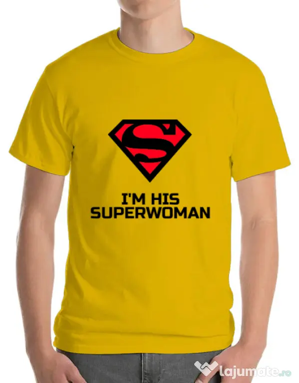 Tricou ADLER barbat I'm his superwoman Galben