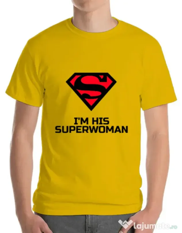 Tricou ADLER barbat I'm his superwoman Galben