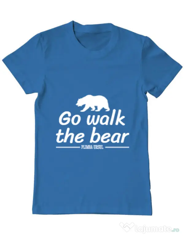 Tricou ADLER barbat Go walk the bear Albastru azuriu