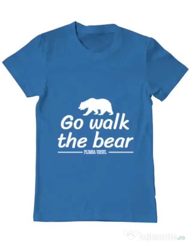 Tricou ADLER barbat Go walk the bear Albastru azuriu