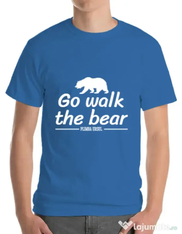Tricou ADLER barbat Go walk the bear Albastru azuriu