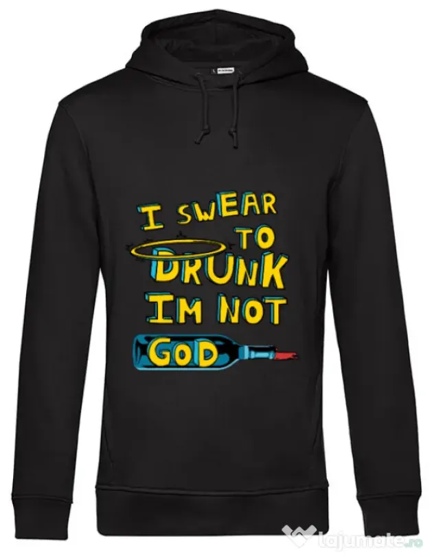 Hoodie barbat cu gluga I swear to drunk Negru