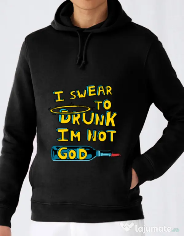Hoodie barbat cu gluga I swear to drunk Negru