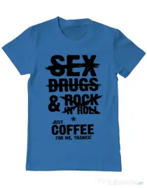 Tricou ADLER barbat Just coffee for me Albastru azuriu