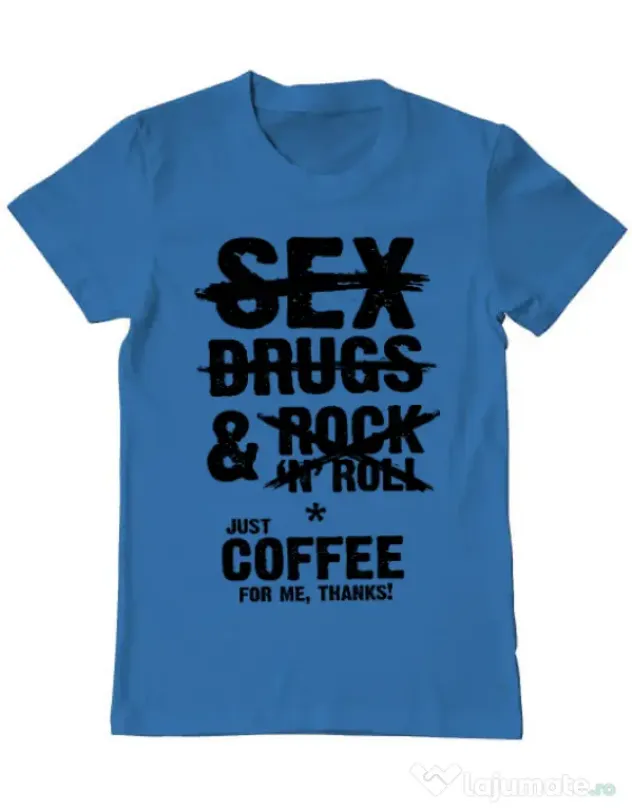 Tricou ADLER barbat Just coffee for me Albastru azuriu