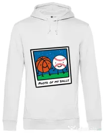Hoodie barbat cu gluga Photo of my balls Alb
