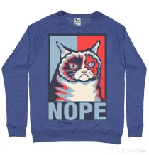 Bluza ADLER barbat Grumpy cat Nope Albastru melanj
