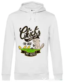Hoodie barbat cu gluga See my nuts Alb