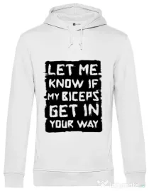 Hoodie barbat cu gluga My biceps Alb