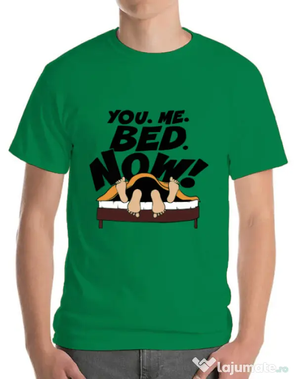 Tricou ADLER barbat You me bed now Verde mediu