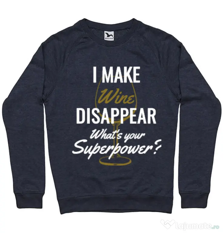 Bluza ADLER barbat I make wine disappear Denim inchis