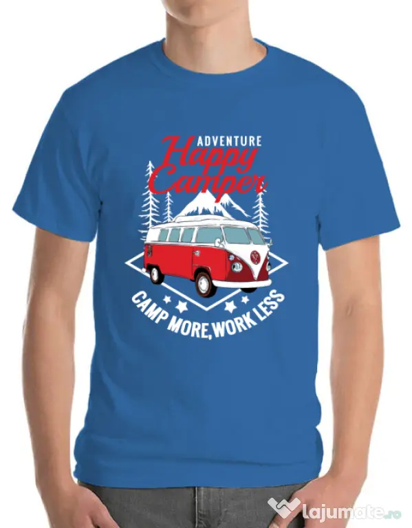 Tricou ADLER barbat Happy Albastru azuriu