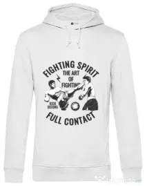Hoodie barbat cu gluga Kick boxing Alb