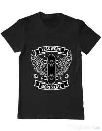 Tricou ADLER barbat Less work more skate Negru