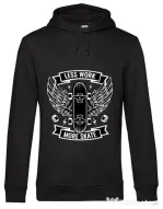 Hoodie barbat cu gluga Less work more skate Negru