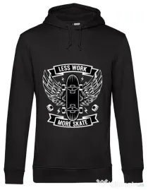 Hoodie barbat cu gluga Less work more skate Negru