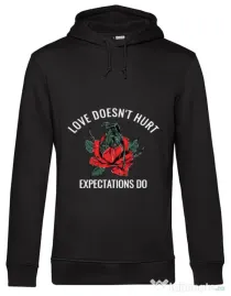 Hoodie barbat cu gluga Love doesn’t hurt Negru