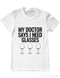 Tricou ADLER barbat I need glasses Alb