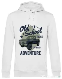 Hoodie barbat cu gluga Off-road truck Alb