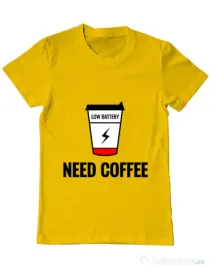 Tricou ADLER barbat Need coffee Galben