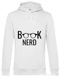 Hoodie barbat cu gluga Book nerd Alb