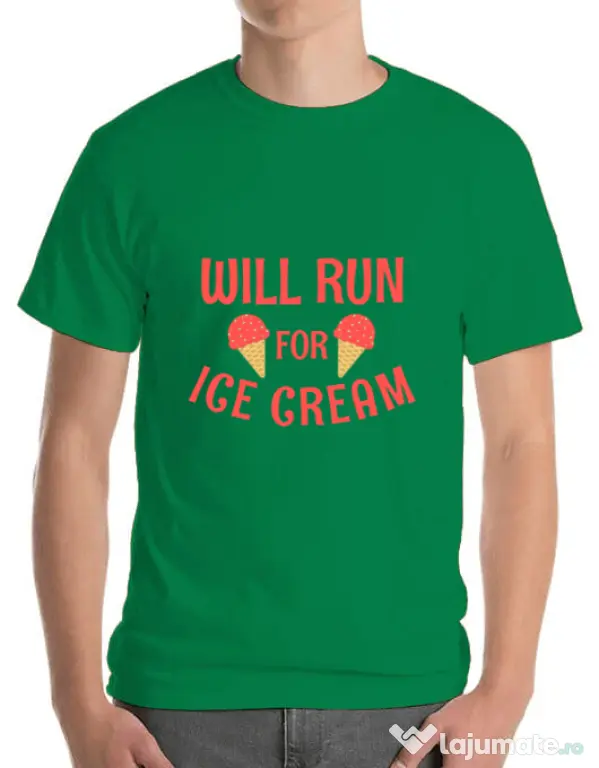 Tricou ADLER barbat Running for ice cream Verde mediu