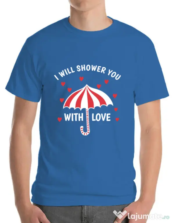 Tricou ADLER barbat Raining love Albastru azuriu