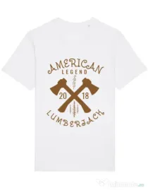 Tricou STANLEY STELLA barbat American lumberjack Alb