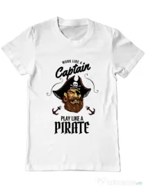 Tricou ADLER barbat Play like a pirate Alb