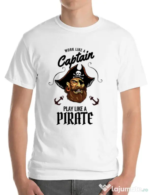Tricou ADLER barbat Play like a pirate Alb