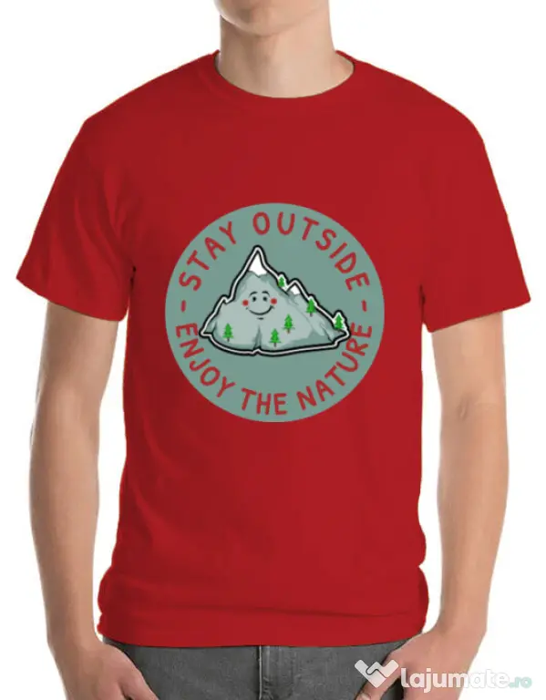 Tricou ADLER barbat Stay outside Rosu