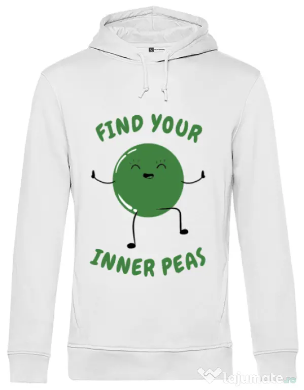 Hoodie barbat cu gluga Inner peas Alb