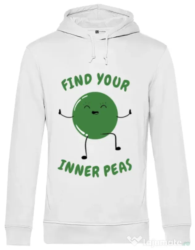 Hoodie barbat cu gluga Inner peas Alb