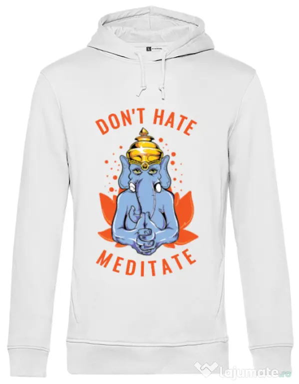 Hoodie barbat cu gluga Don’t hate Alb