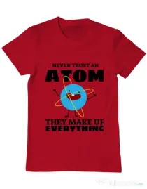 Tricou ADLER barbat Never trust an atom Rosu