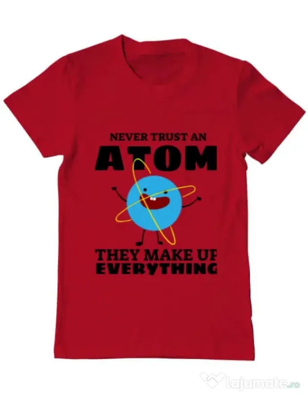 Tricou ADLER barbat Never trust an atom Rosu