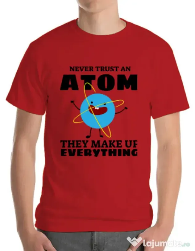 Tricou ADLER barbat Never trust an atom Rosu