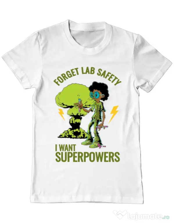 Tricou ADLER barbat I want superpowers Alb