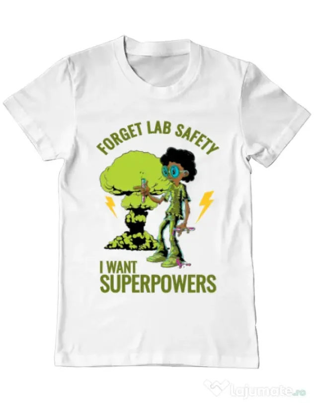 Tricou ADLER barbat I want superpowers Alb