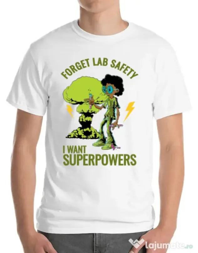 Tricou ADLER barbat I want superpowers Alb