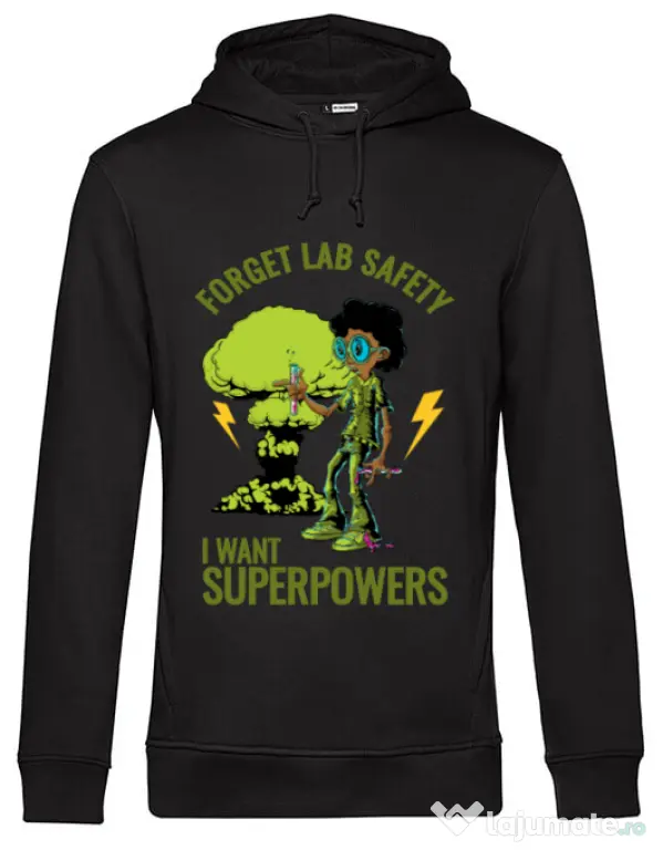 Hoodie barbat cu gluga I want superpowers Negru